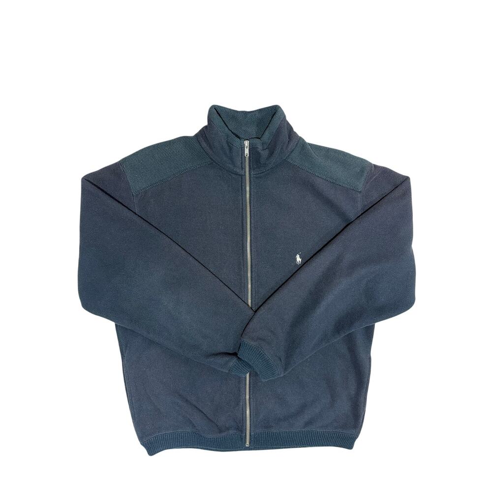 Vintage Polo Ralph Lauren Women's L zip-up sweater fleece jacket Preppy Black